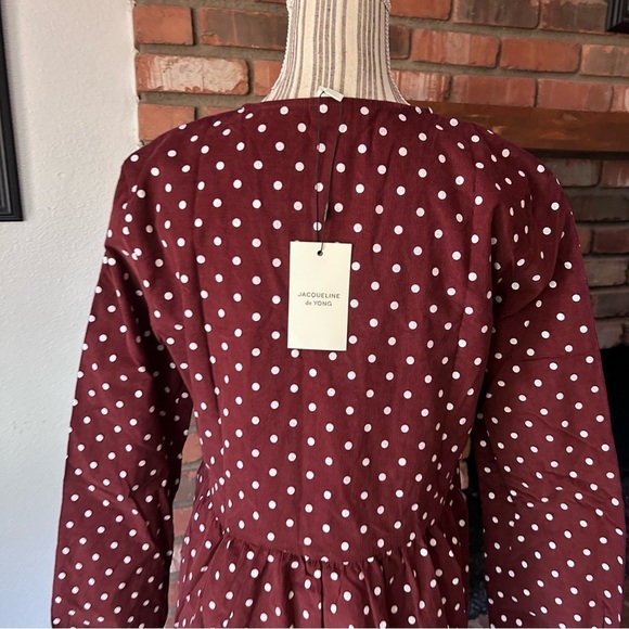 NWT Jacqueline de Yong Zurich Long Sleeve Corduroy Dress Sassafras Polka Dots 6 - Picture 8 of 10